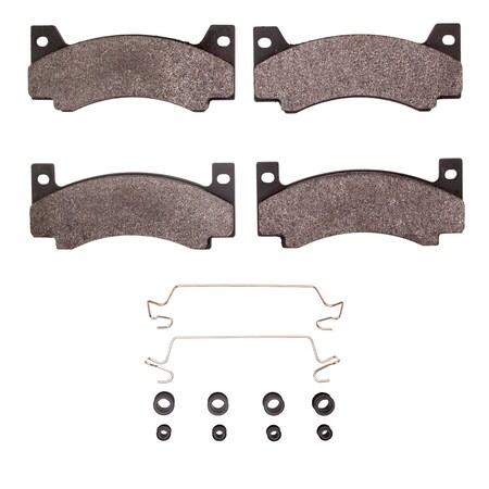 Dynamic Friction Co 5000 Advanced Brake Pads - Semi Metallic and Hardware Kit, Long Pad Wear, Front 1551-0085-01